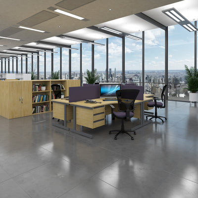 Contract 25 cantilever leg straight desk with 2 drawer pedestal - CC12S2-G-GO