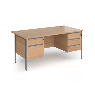 Contract 25 H-Frame straight desk with 2 and 3 drawer peds - CH16S23-G-B