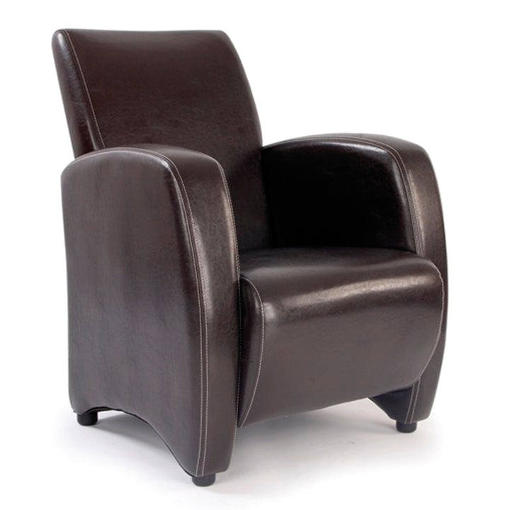 Medium Back Lounge Armchair Upholstered in a Durable Leather Effect Finish