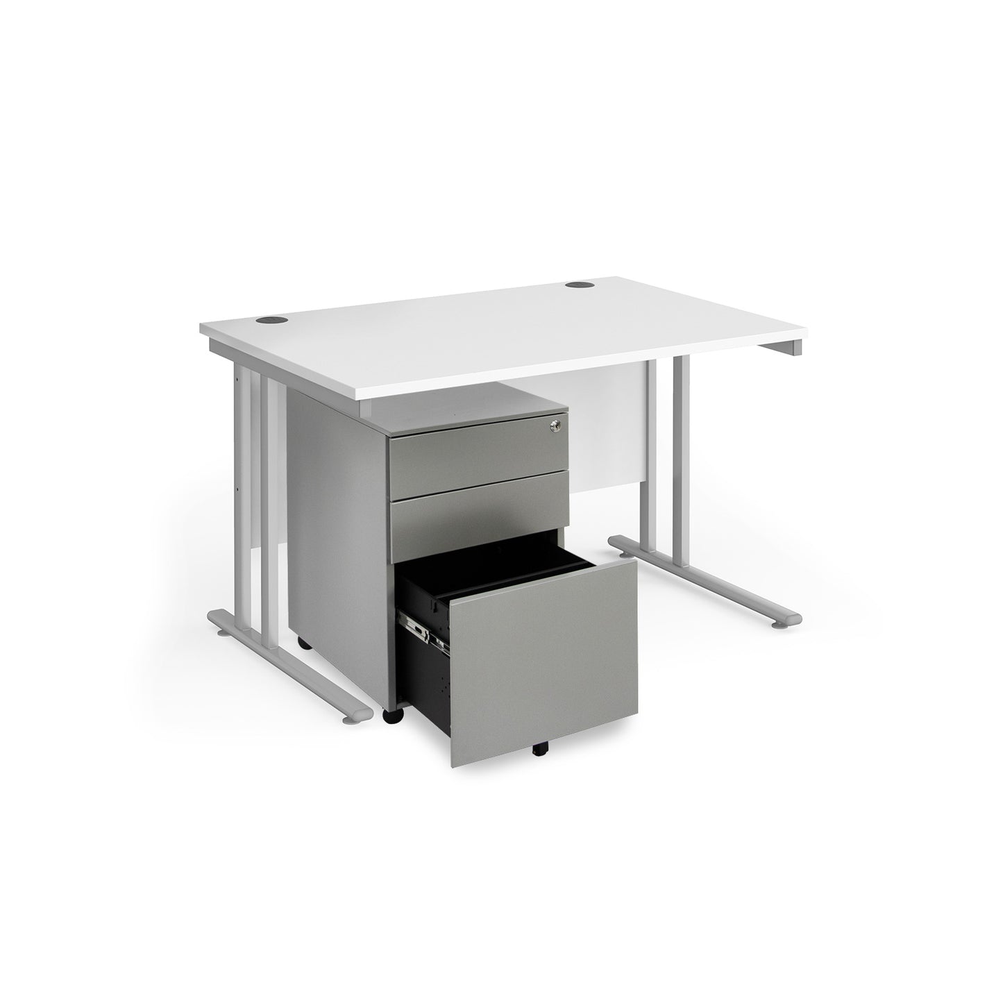 Maestro 25 bundle straight 1200 desk with 3 drawer pedestal - SBS12WH
