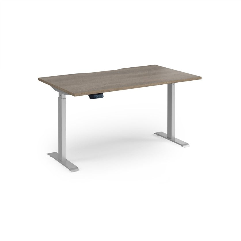 Elev8 contract straight sit-stand desk 800mm deep - grey oak