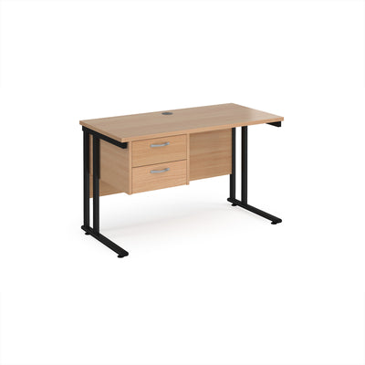 Maestro 25 cantilever 600mm deep desk with 2 drawer ped - MC612P2KB