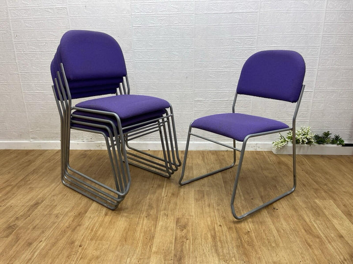 Cantilever Soft Padded Stacking Chairs / Purple / 6 Available Can Deliver