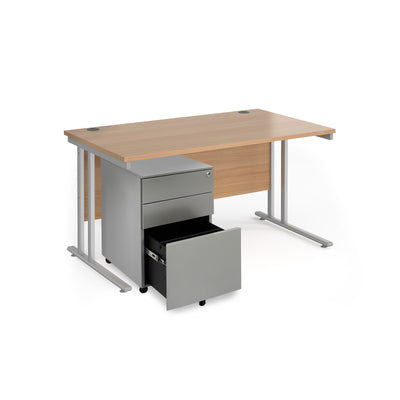 Maestro 25 bundle straight 1400 desk with 3 drawer pedestal - SBS14B