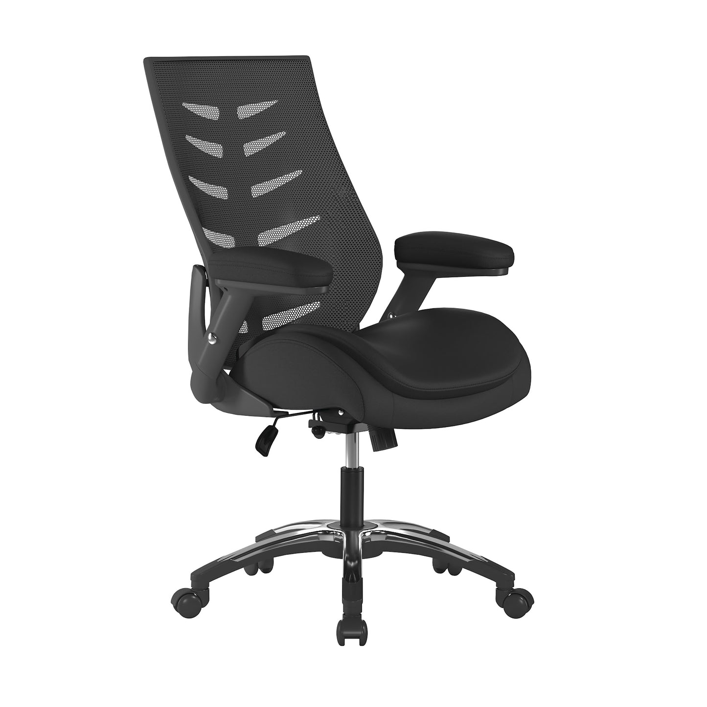 Medium Back Mesh Chair with DOUBLE Padded Seat, Adjustable Padded Arms & Lockable Tilt Mechanism