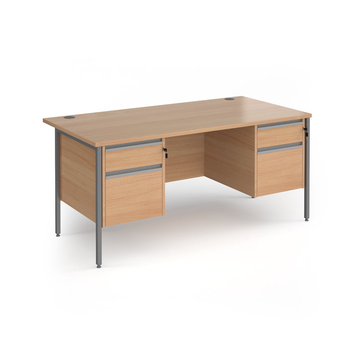 Contract 25 H-Frame straight desk with 2 and 2 drawer peds