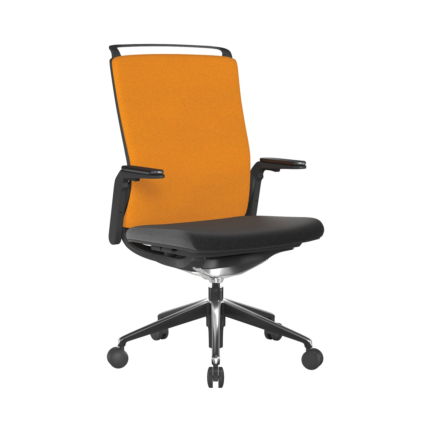 High Back Fabric Manager Chair with Seat Slide, Sleek Seat & Back, Built-in Levers and Nylon Base with Silver Detail