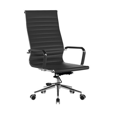 Contemporary High Back Bonded Leather Executive Armchair with Chrome Base