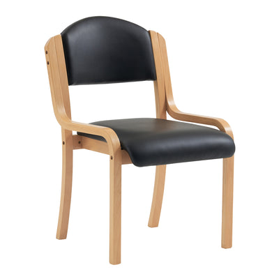 Beech Framed Stackable Side Chair with Vinyl Upholstered and Padded Seat and Backrest