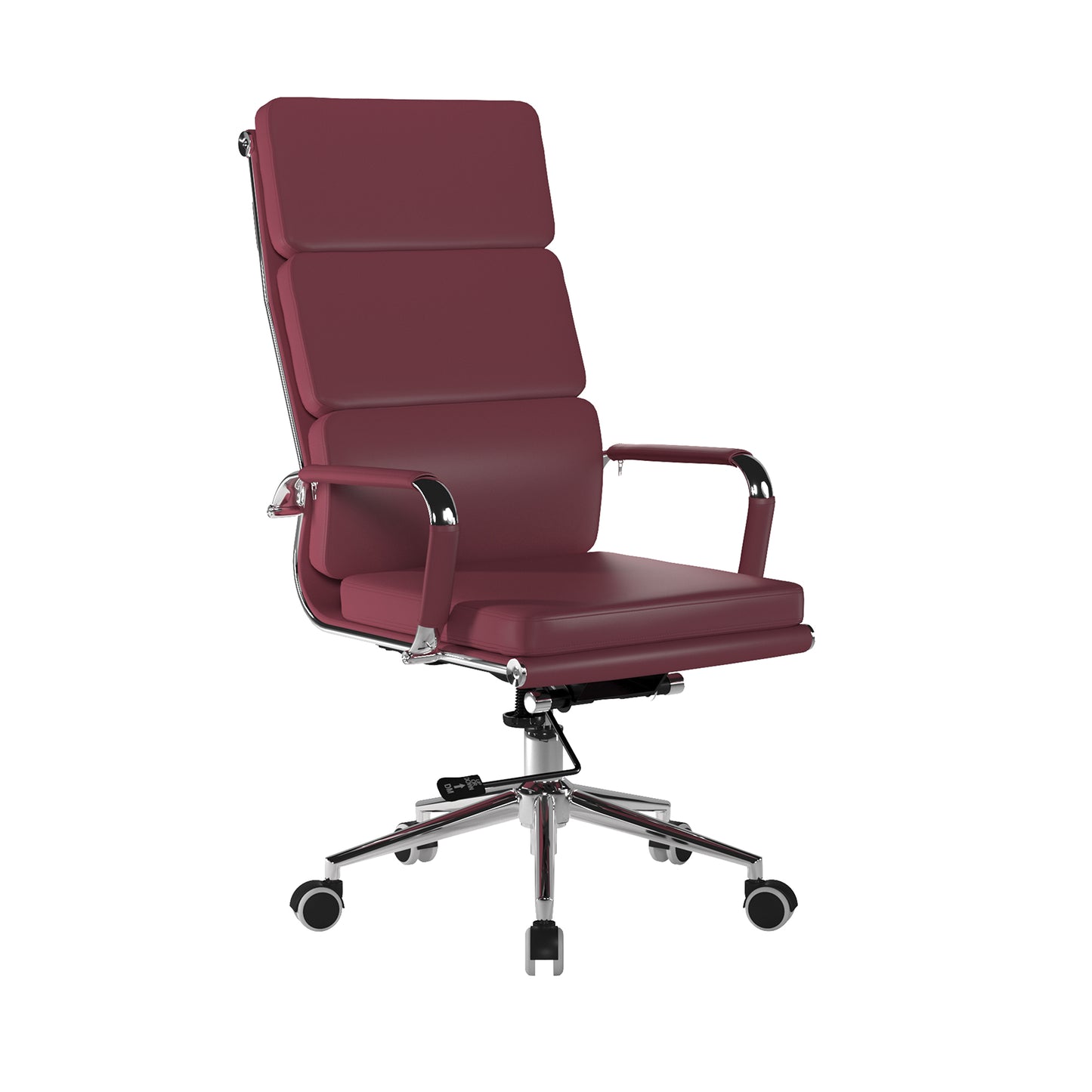 Bonded Leather High Back Swivel Armchair with Individual Back Cushions and Chrome Arms & Base