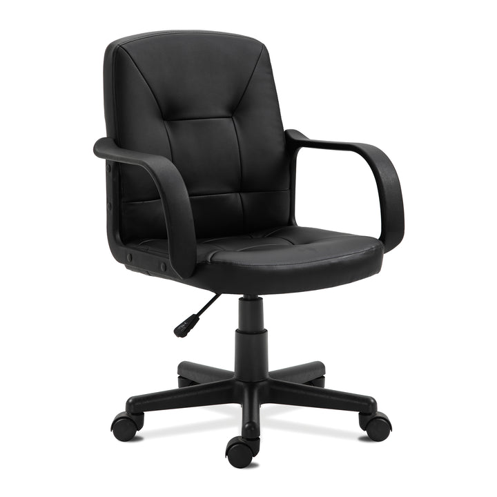 Medium Back Leather Faced Executive Armchair with Decorative Stitching Detail