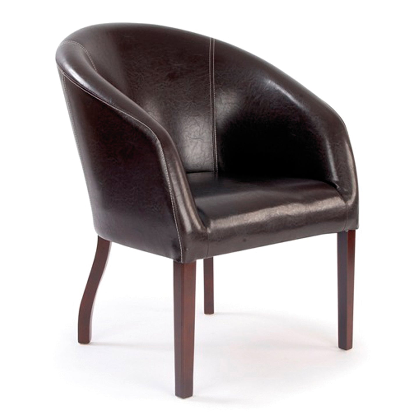 Modern Curved Armchair Upholstered in a Durable Leather Effect Finish