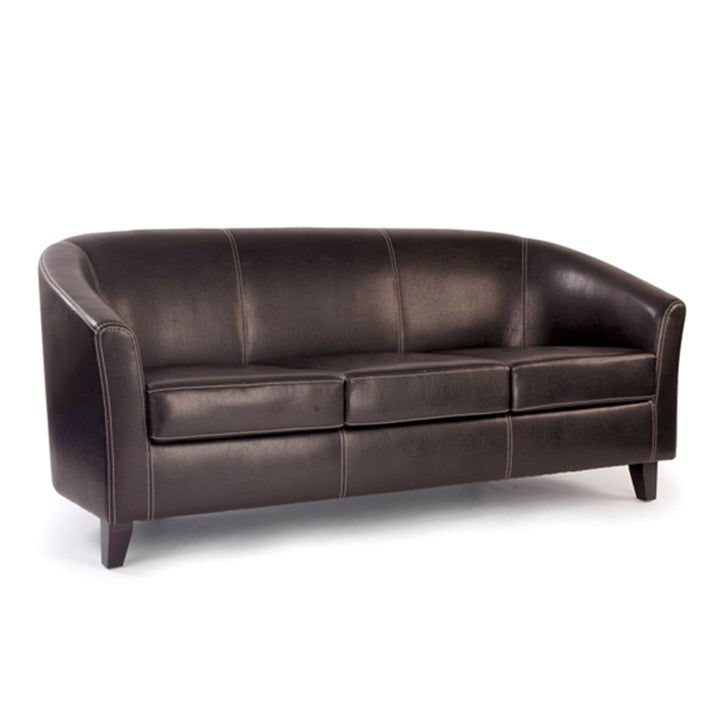 Medium Back Tub Style Three Seater Sofa Upholstered in a durable Leather Effect Finish