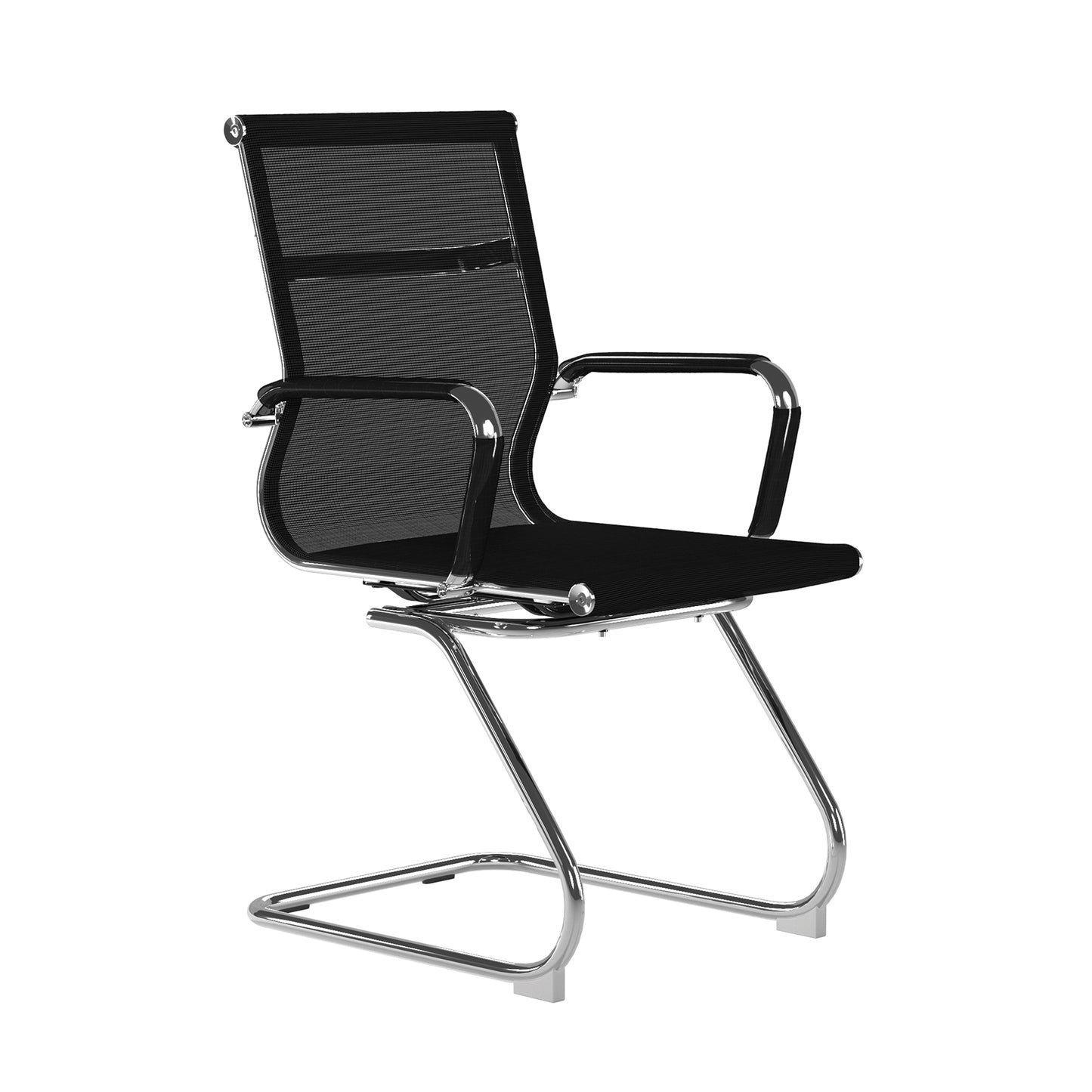 Contemporary Medium Back Bonded Leather visitor Chair with Chrome Frame