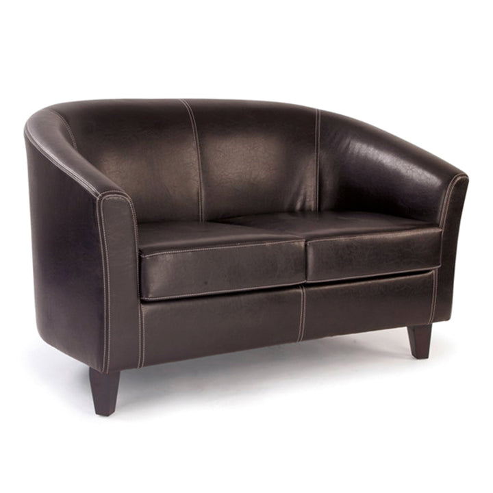 Medium Back Tub Style Two Seater Sofa Upholstered in a durable Leather Effect Finish