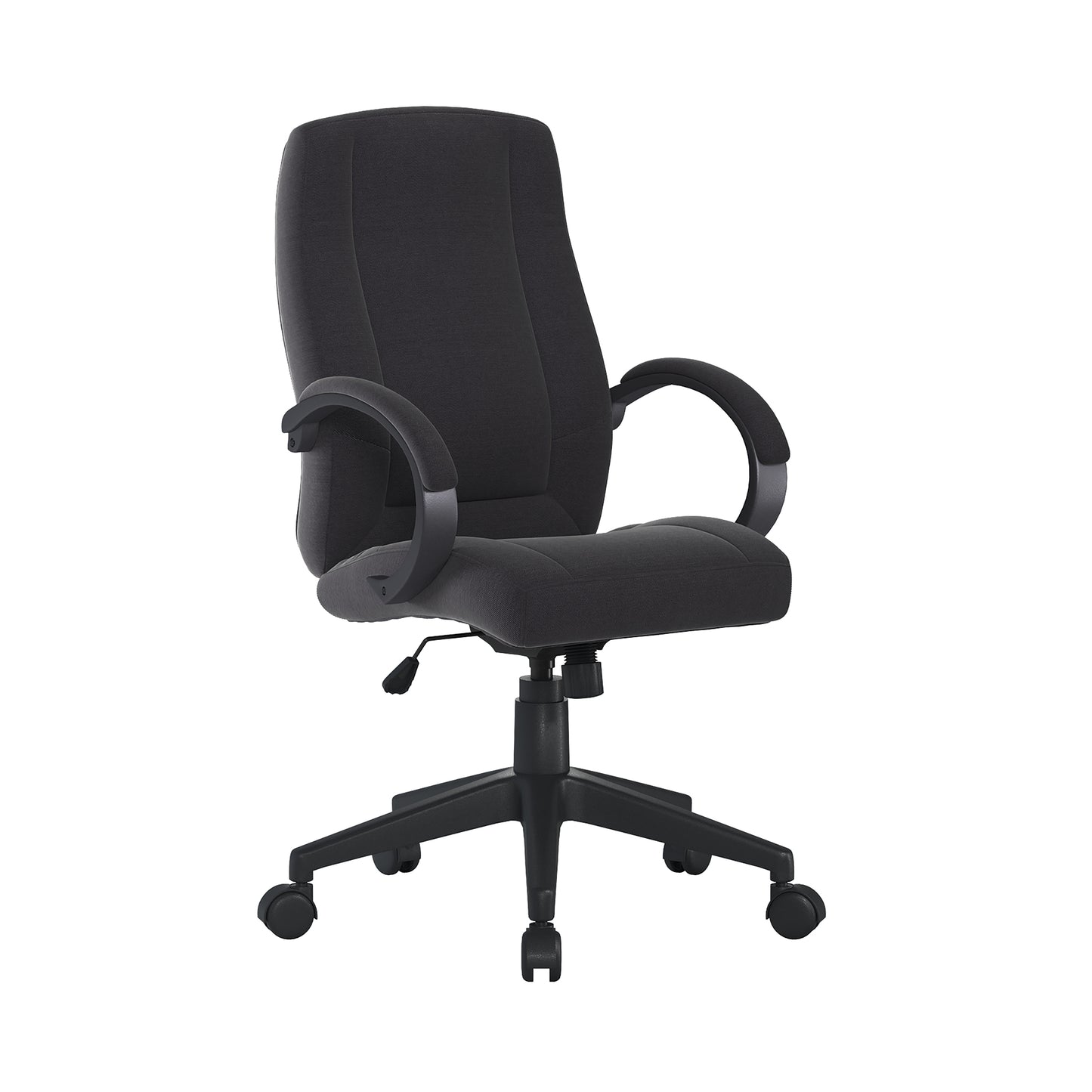 High Back Fabric Manager Chair with Padded Armrests, Deep Plush Back and Seat & Butterfly Mechanism