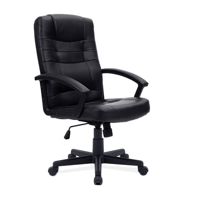 High Back Leather Effect Executive Armchair with Integral Headrest