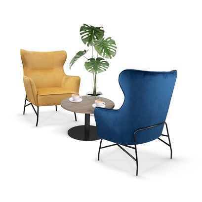 Alpha high back lounge chair with black metal frame