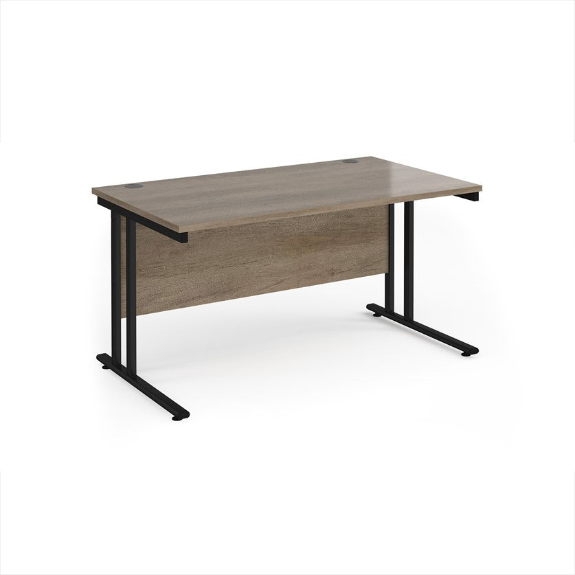 Maestro 25 Grey Oak Office Desk – 800mm Deep Cantilever Workstation – Multiple Sizes Available