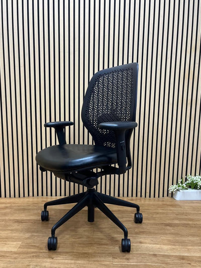 Orangebox Ara Ergonomic Office Chair Black Leather Seat | Mesh Back Task Chair UK Delivery