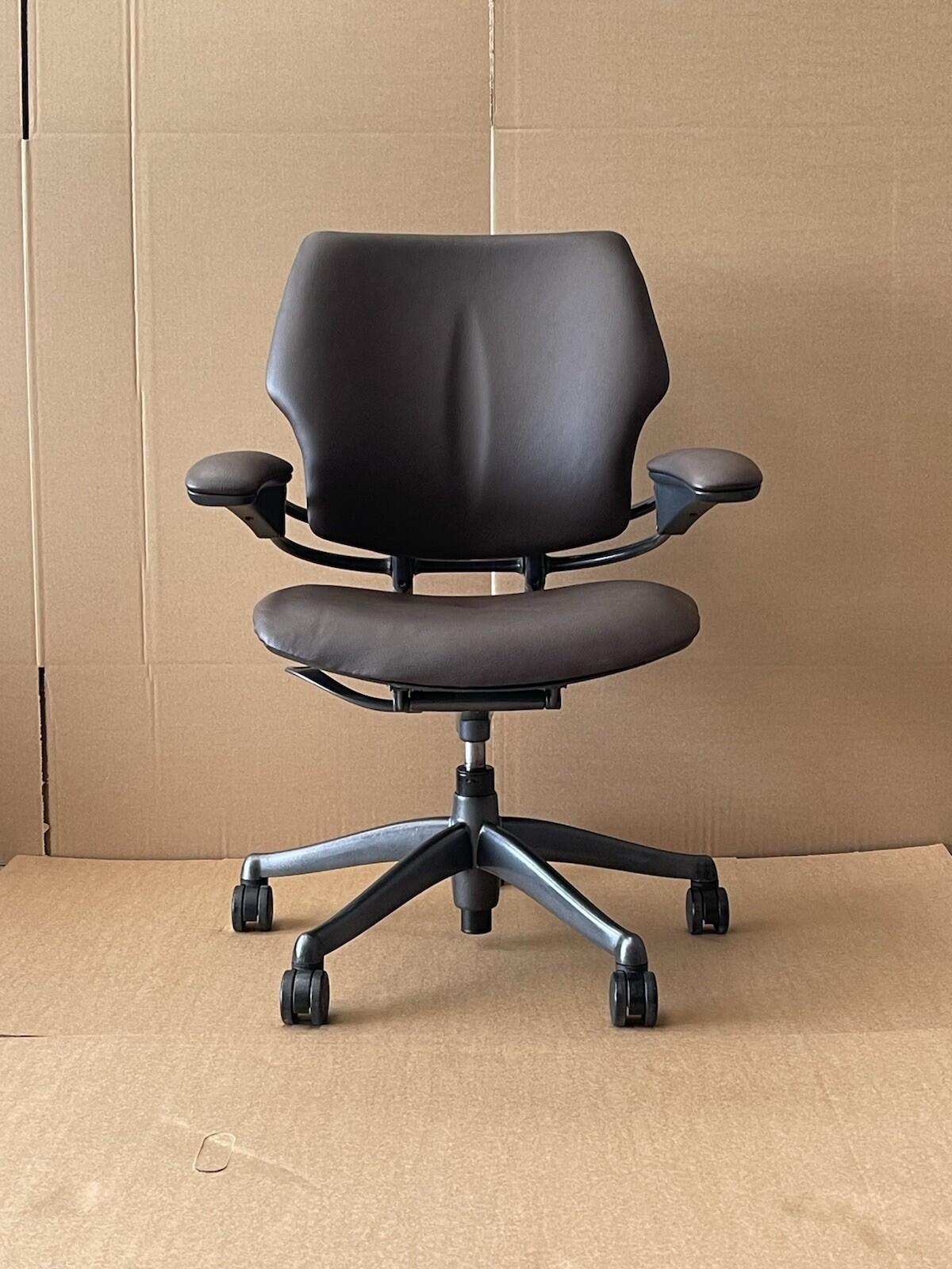 Humanscale Freedom Chair In Dark Chocolate Brown Leather (Rrp£1239) UK Delivery