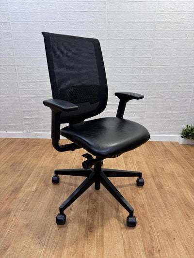 STEELCASE Reply Office Chair/Black Leather/Lumbar Support/4D Armrests/ UK DEL 🚚