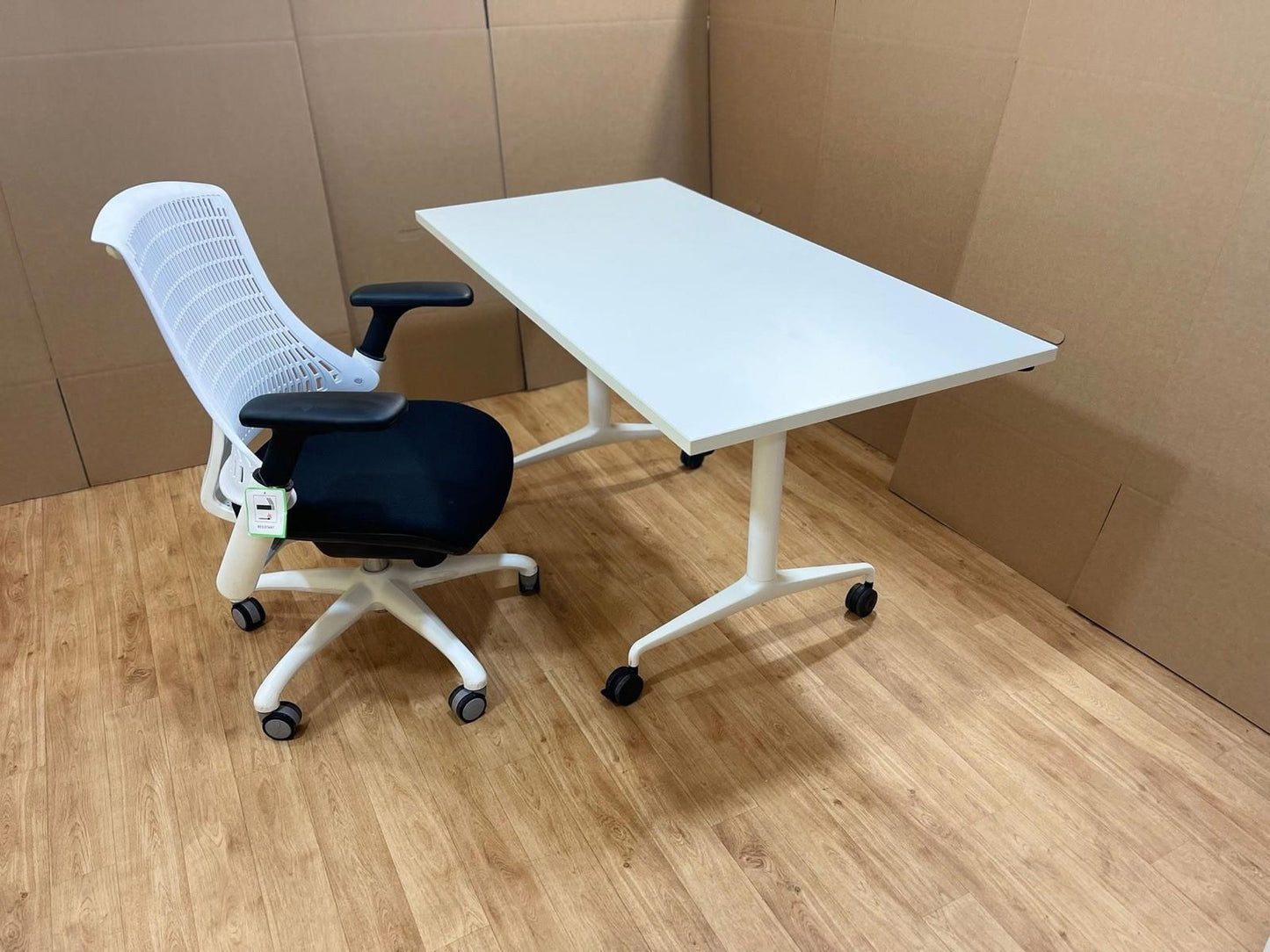 Flex Medium Back White Frame Task Operator Office Chair with Arms