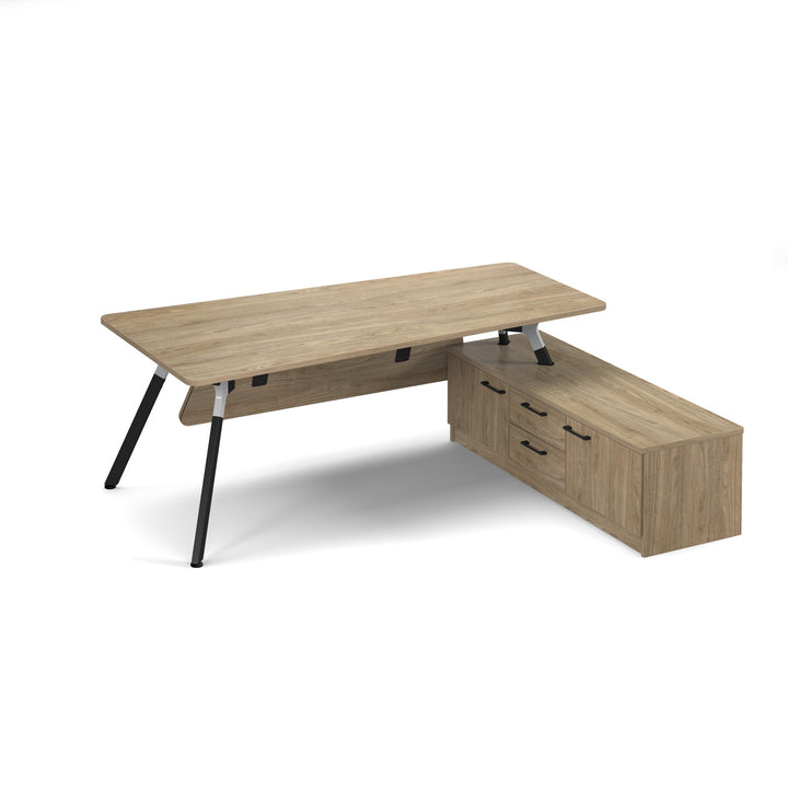 Anson executive desk with side storage - Barcelona walnut