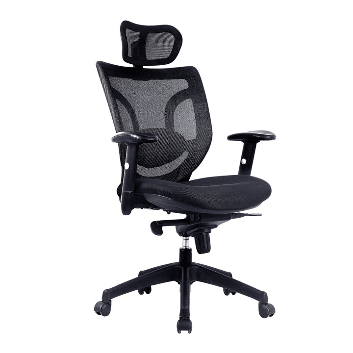 Newton – High Back Mesh Synchronous Executive Armchair with Integral Headrest – Black