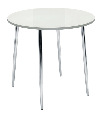 Ellipse Four Leg|Round|Bistro Table|800 Diameter|White-Chrome