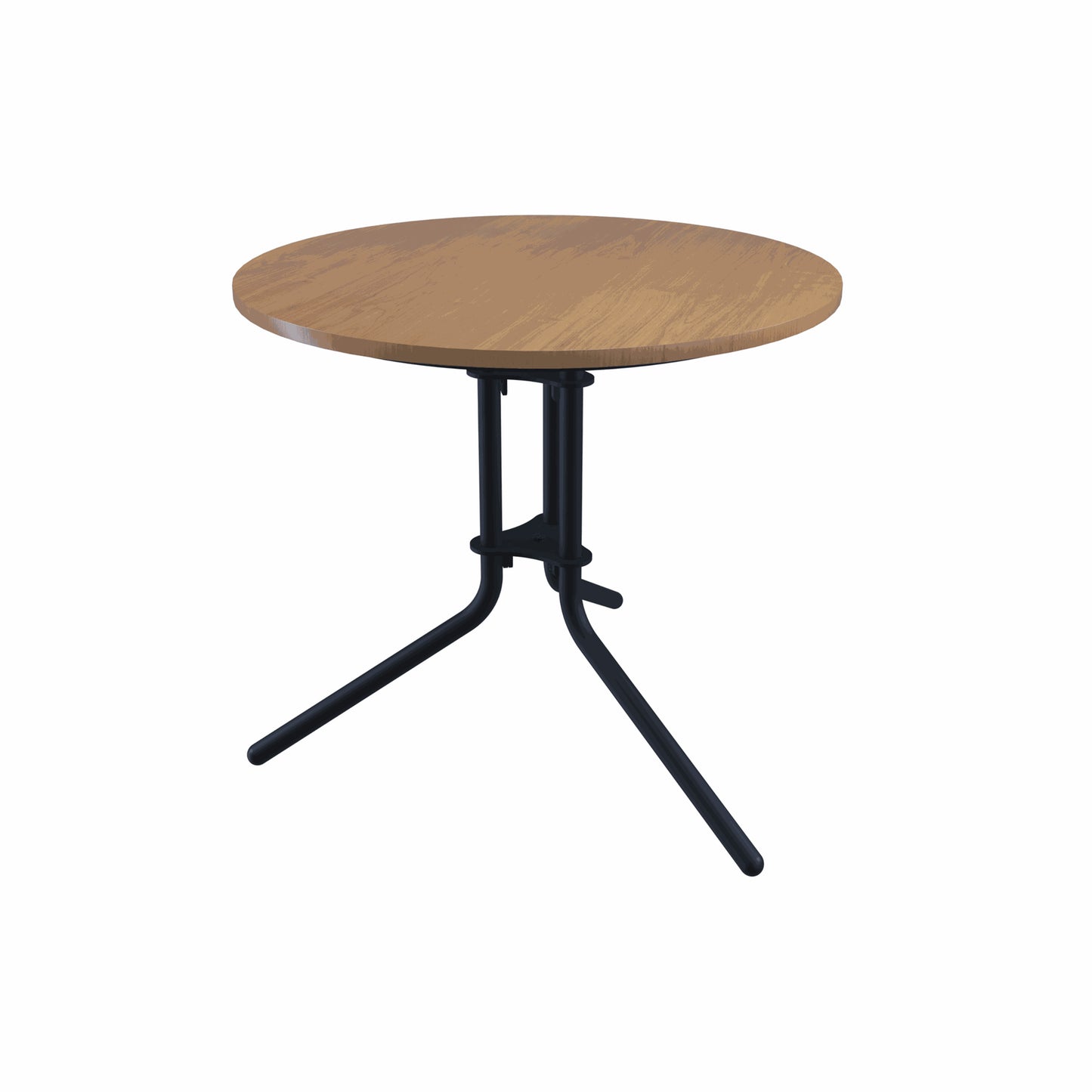 Ledge 800 Diameter Table I Black Metal Frame I Elm Wooden Top