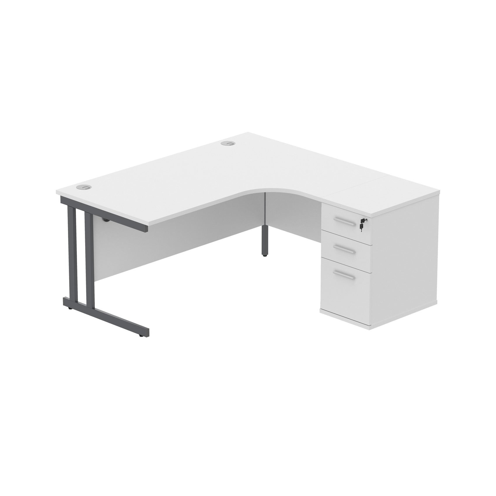 Double Upright Right Hand Radial Desk + Desk High Pedestal (FSC)