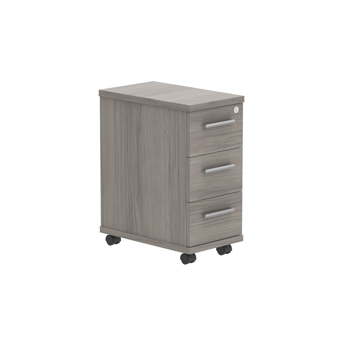 Core|3 Drawer|Narrow Mobile Under Desk Pedestal (FSC)|Alaskan Grey Oak