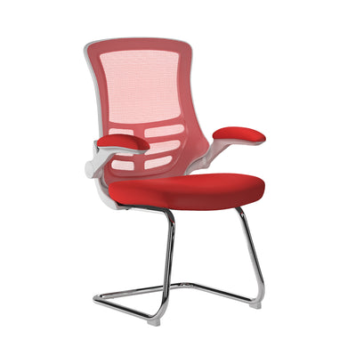 Luna - Best Selling Designer Cantilever White Framed Mesh Chair with Folding Arms