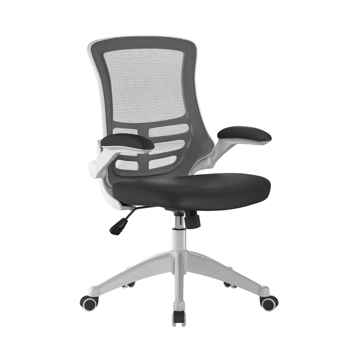 Luna Designer Mesh Back Chair with White Frame and Convenient Folding Arms