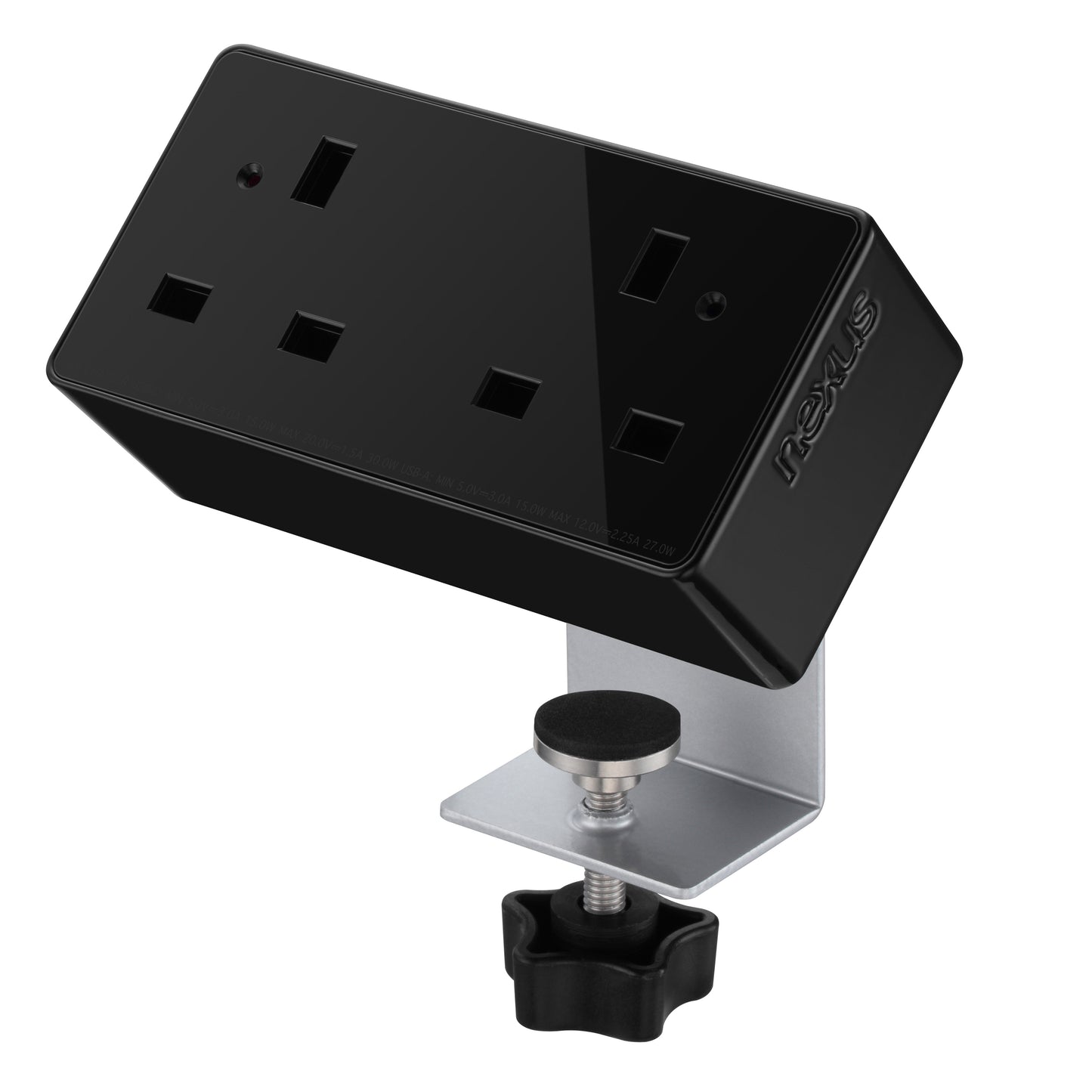 Desktop Power Module x2 240V UK Sockets|Black-Black