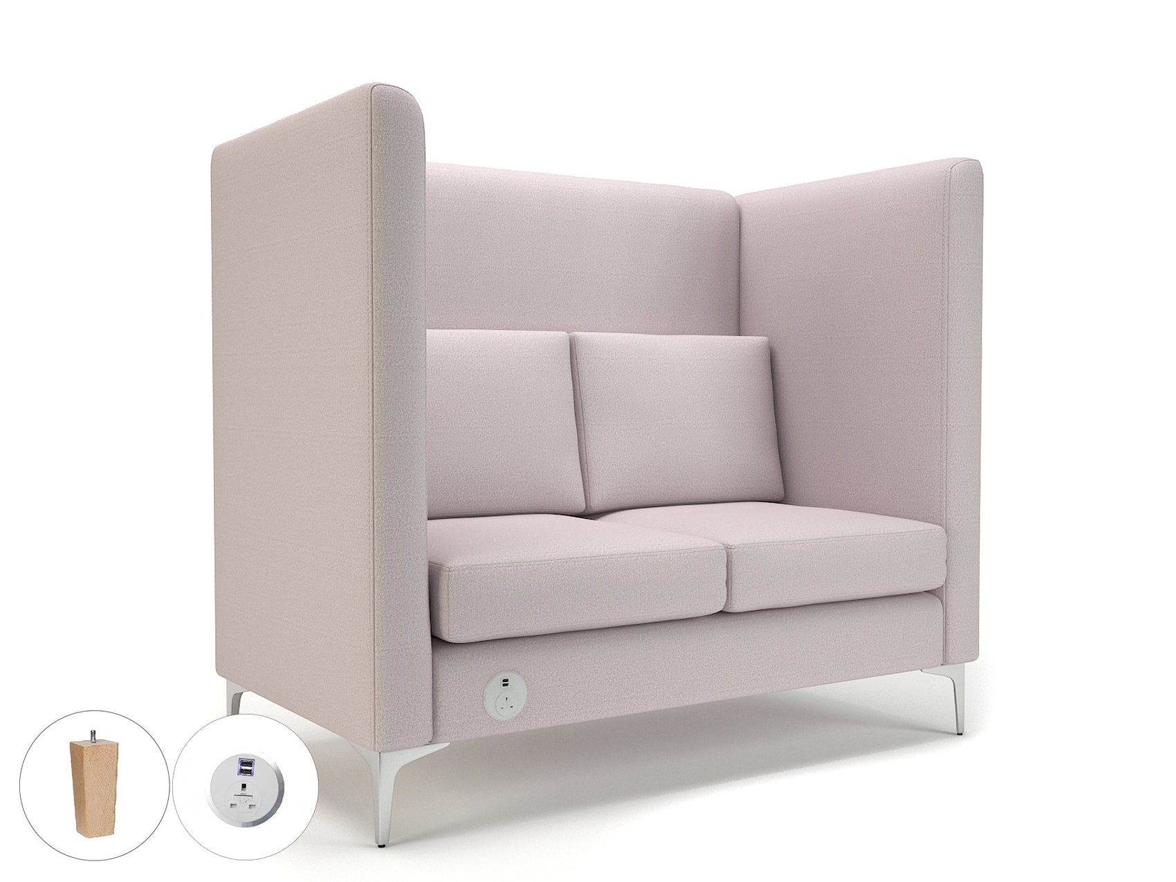 Altus 128cm Wide Privacy Booth in Warwick Dolly Fabric with or without Socket