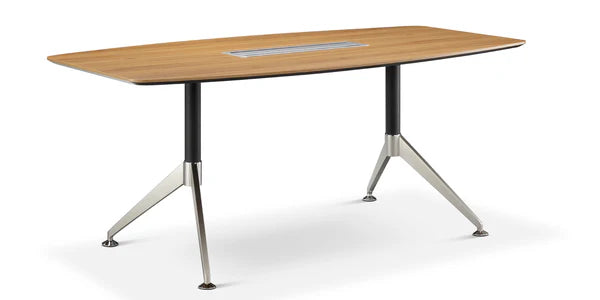 Nero Executive Boardroom Table – Walnut & Anthracite with Brushed Metal Comms Box
