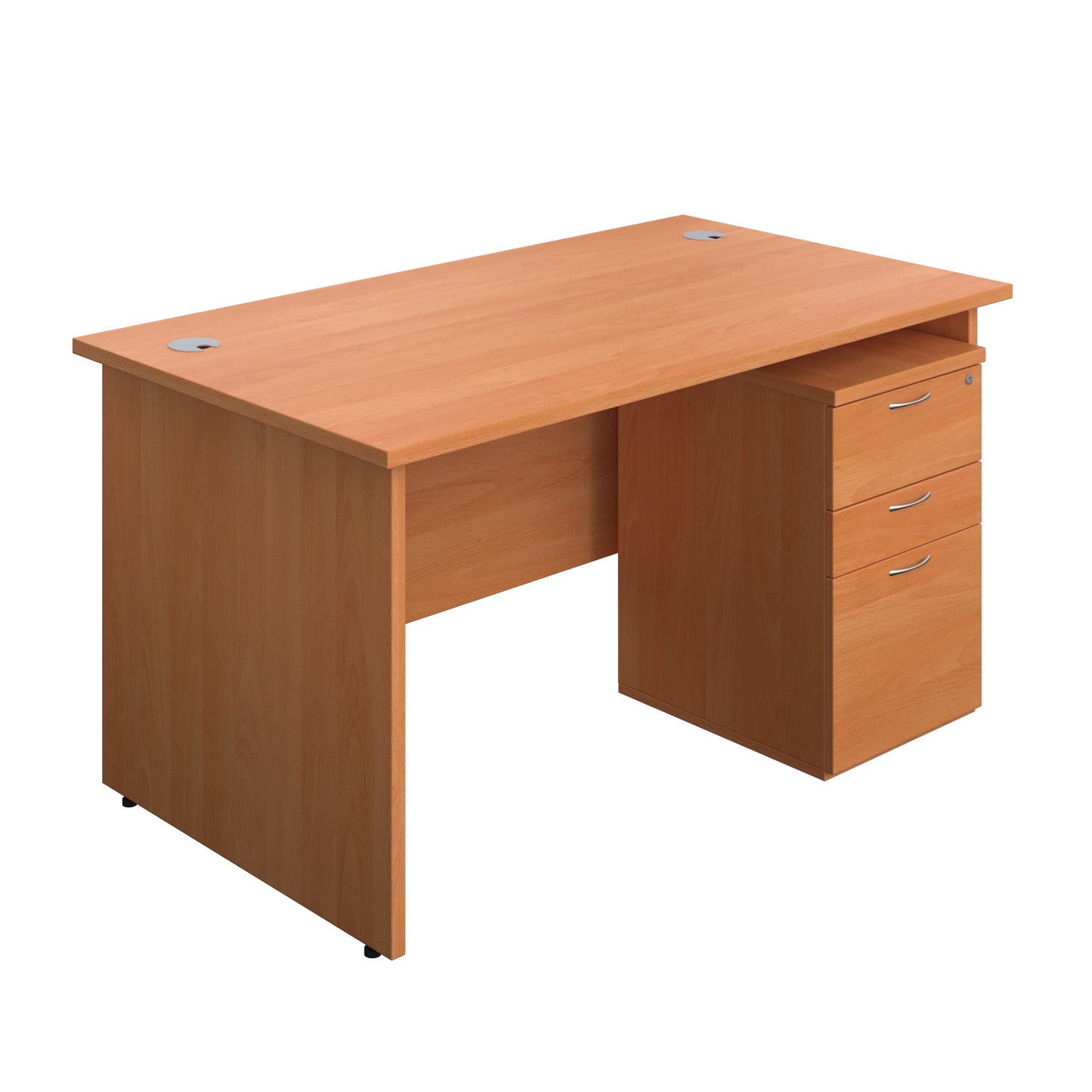 Aztec|Panel|Rectangular Desk with 3 Drawer High Mobile Pedestal|1400x800|Beech