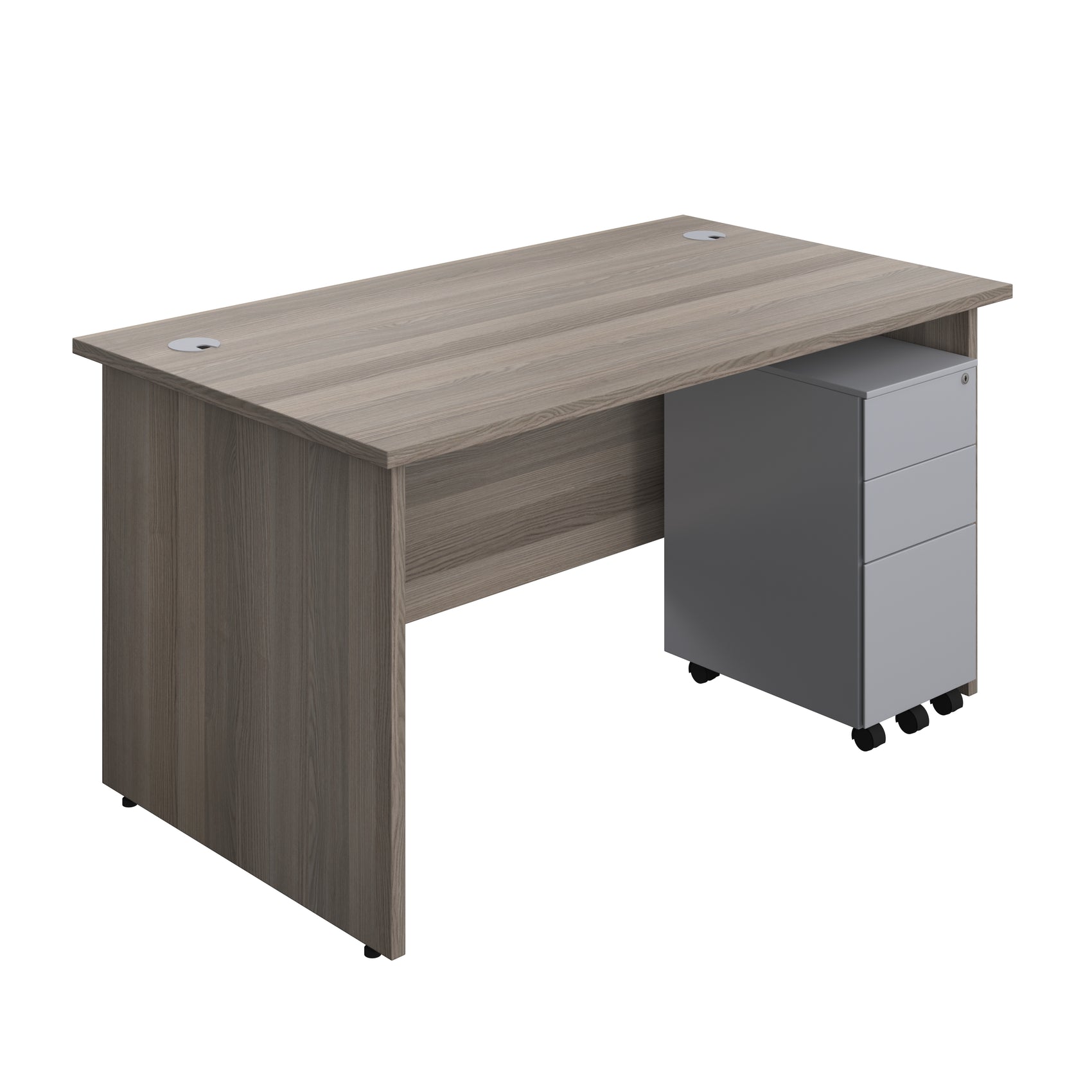 Panel Rectangular Desk + 3 Drawer Slimline Steel Pedestal Bundle (FSC)