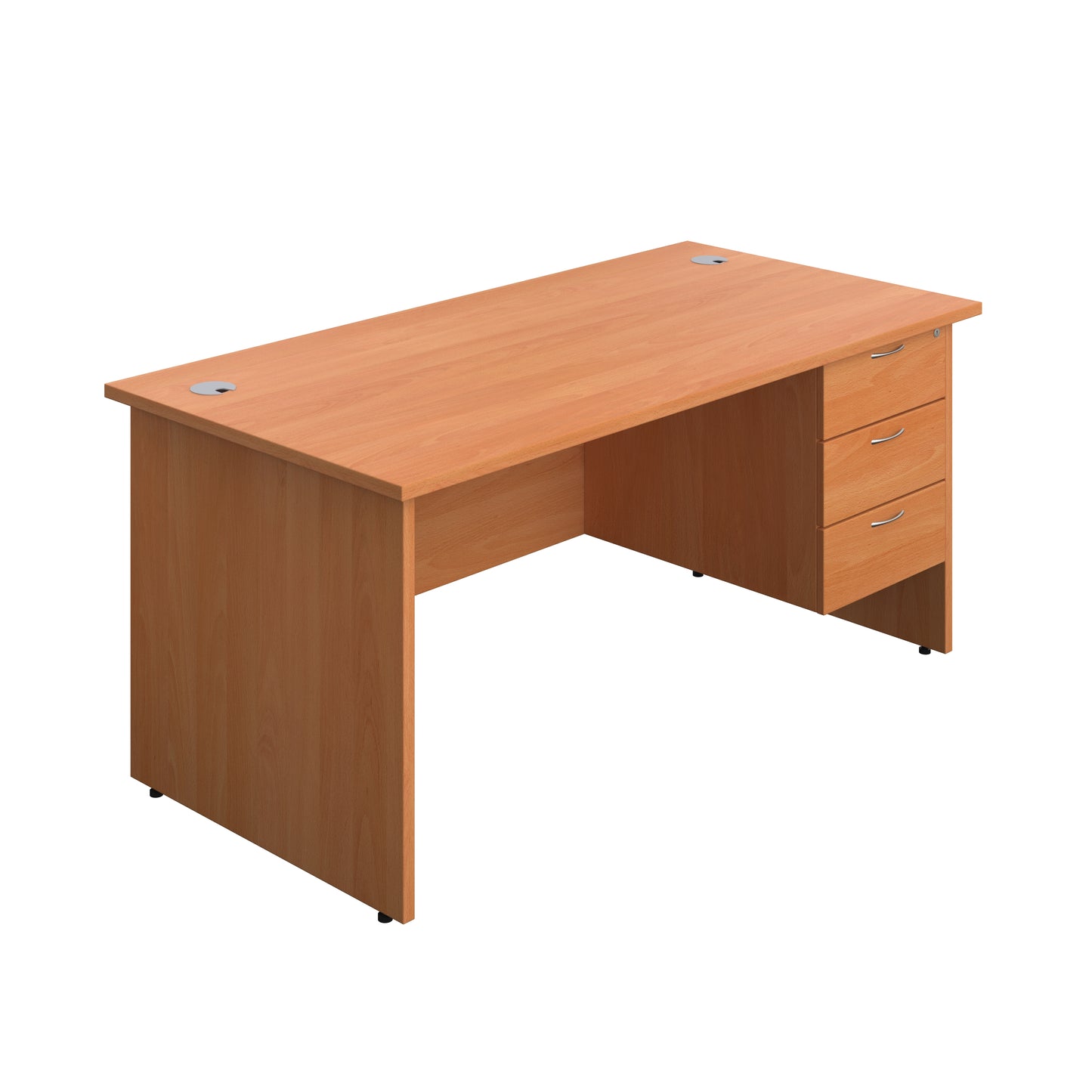 Aztec|Panel|Rectangular Desk with 3 Drawer Fixed Pedestal|1600x800|Beech