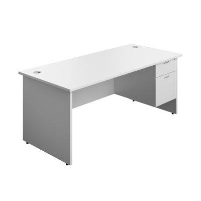 Aztec|Panel|Rectangular Desk with 2 Drawer Fixed Pedestal|1800x800|White