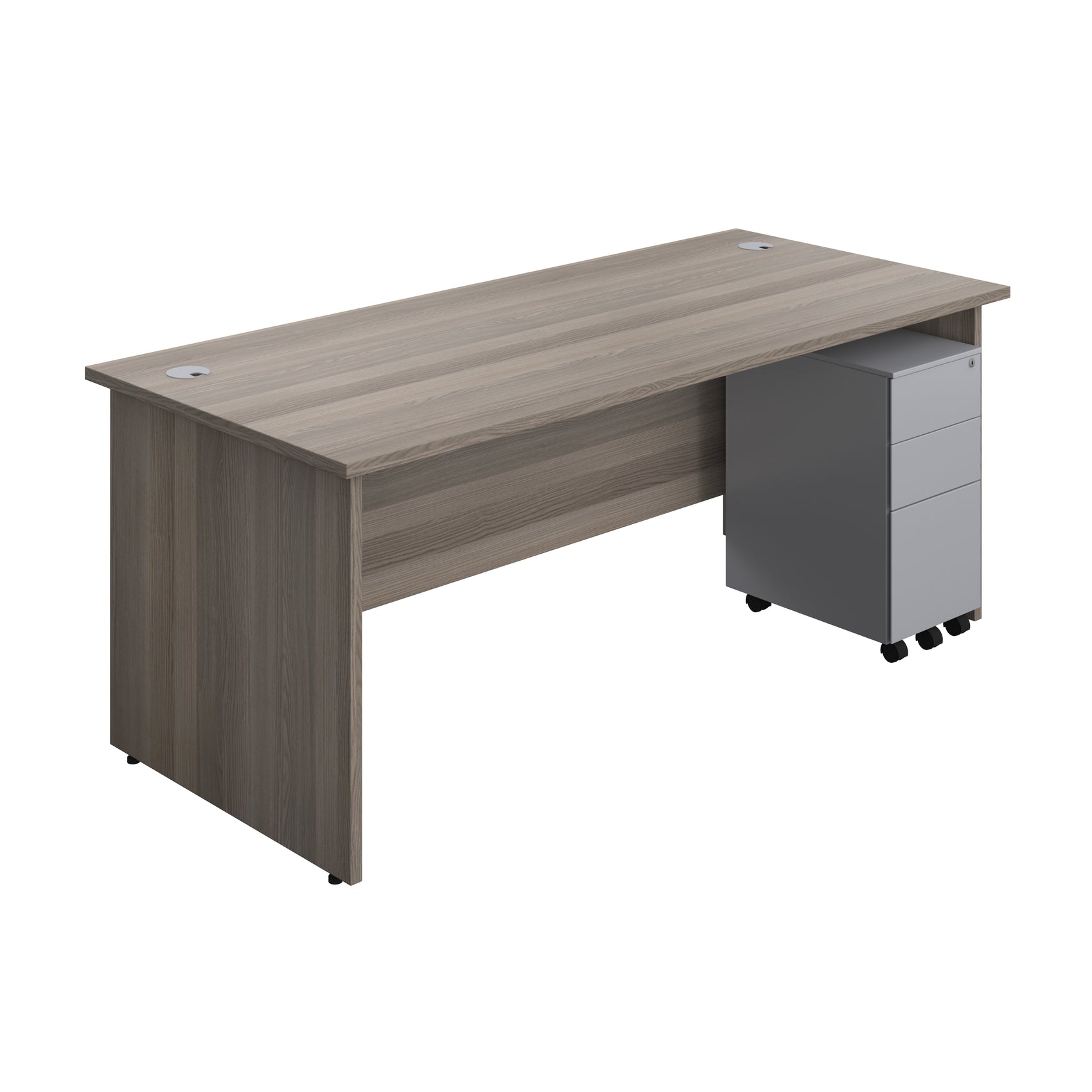 Panel Rectangular Desk + 3 Drawer Slimline Steel Pedestal Bundle (FSC)