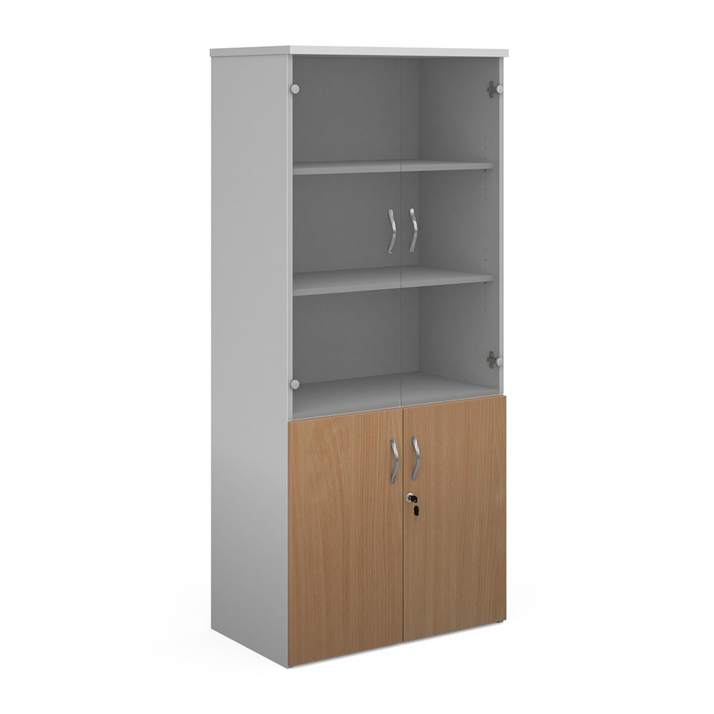 Universal Duo Open Top Combination Unit | Two-Tone Lockable Office Storage