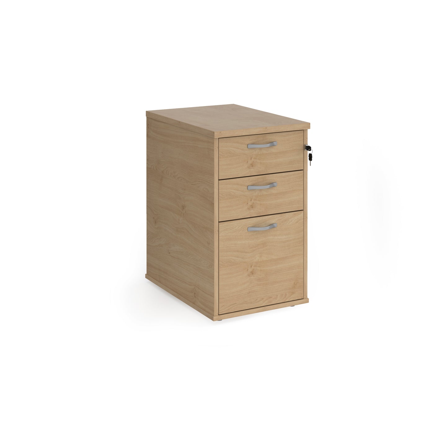 Desk High 3 Drawer Pedestal | 600mm & 800mm Depth | Silver Handles & Flyover Extension