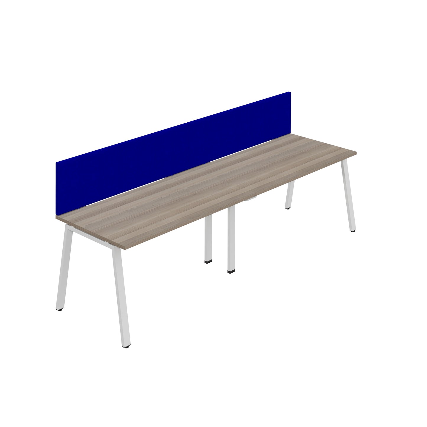 Synergy|2SP Bench Desk|Cut Out|A-Frame|1200X800|Grey Oak-White|Royal Blue Screen