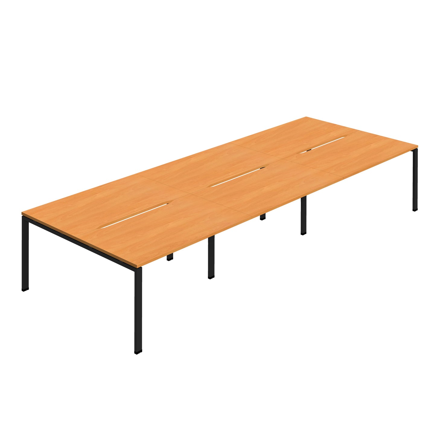 Synergy|6P Bench Desk|Cut Out|Goal Post|1200X800|Beech-Black