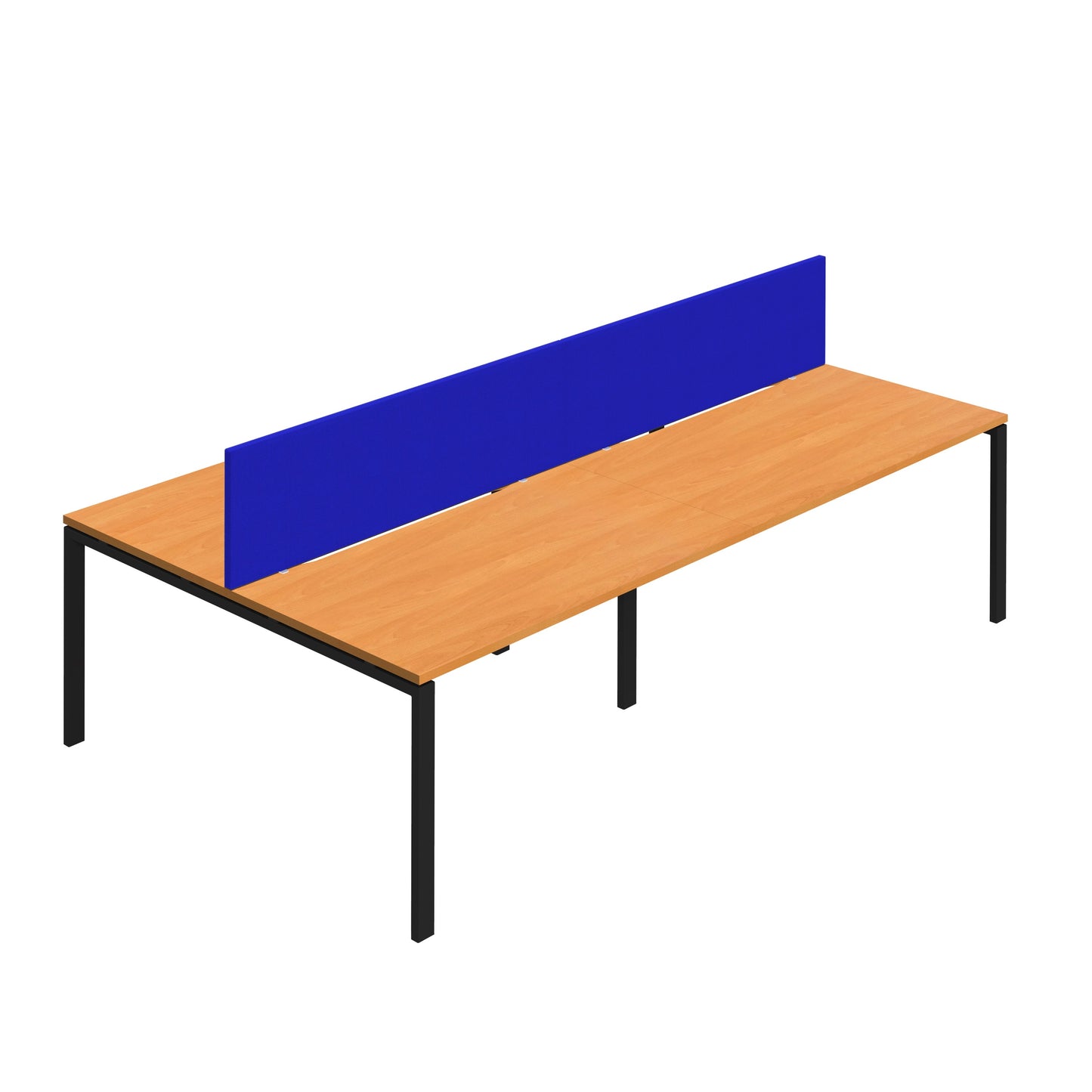 Synergy|4P Bench Desk|Cut Out|Goalpost|1200X800|Beech-Black|Royal Blue Screen