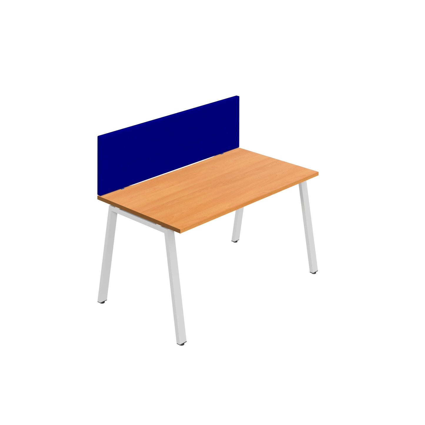 Synergy|1SP Bench Desk|Cut Out|A-Frame|1400X800|White-White|Royal Blue Screen