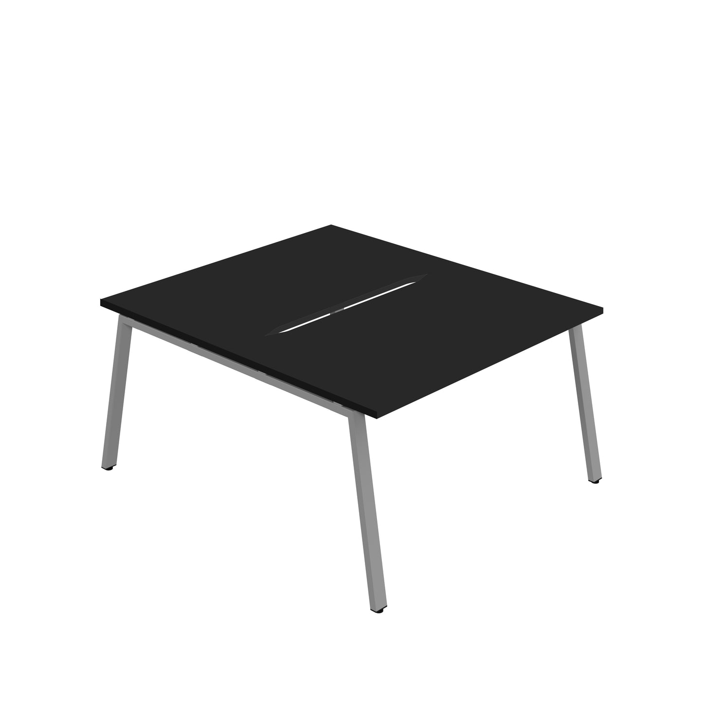 Synergy|2P Bench Desk|Cut Out|A-Frame|1400X800|Black-Silver